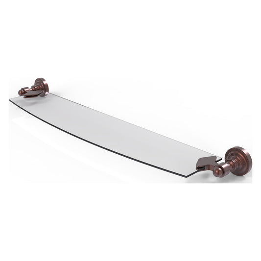Allied Brass Dottingham 24" x 5" Antique Copper Solid Brass Glass Shelf