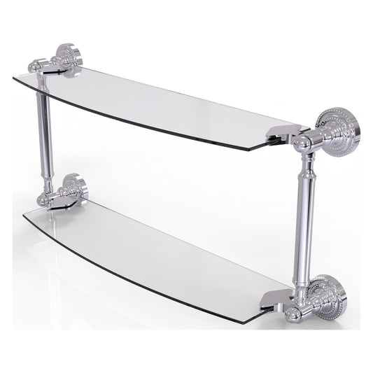 Allied Brass Dottingham 24" x 5" Polished Chrome Solid Brass Two-Tiered Glass Shelf