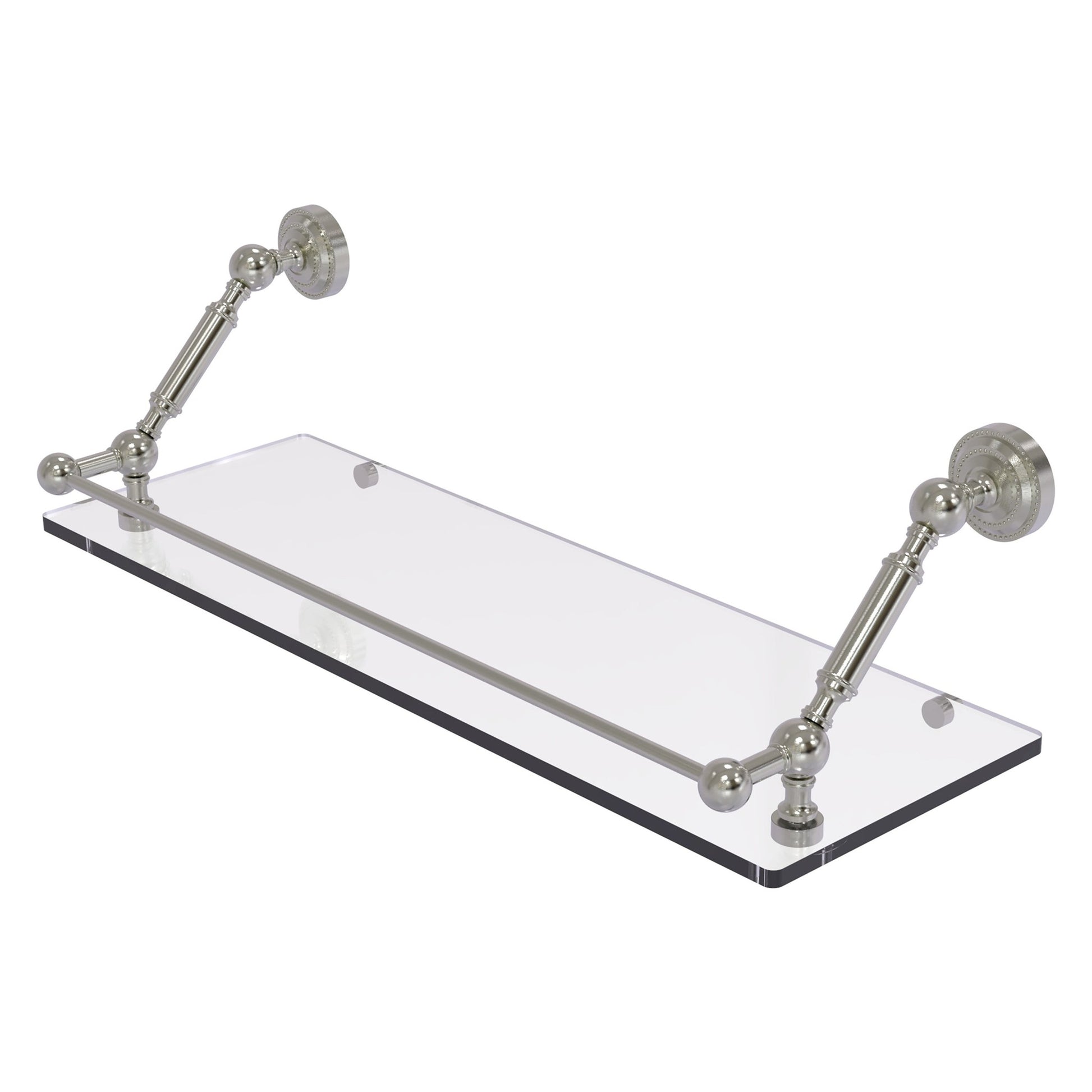 Allied Brass Que New Satin Brass Wall Mount Tempered Glass Bathroom Shelf  with Gallery Rail