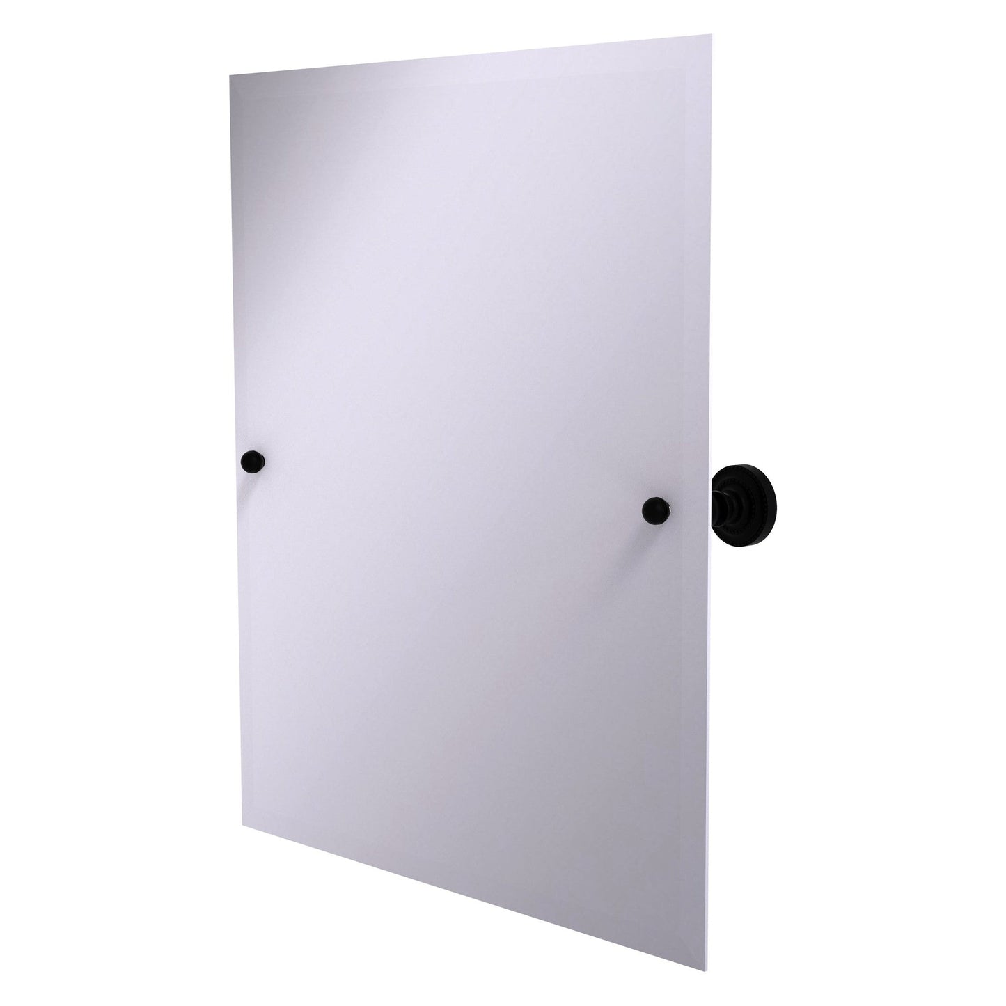 Allied Brass Dottingham 26" x 21" Matte Black Solid Brass Frameless Rectangular Tilt Mirror With Beveled Edge