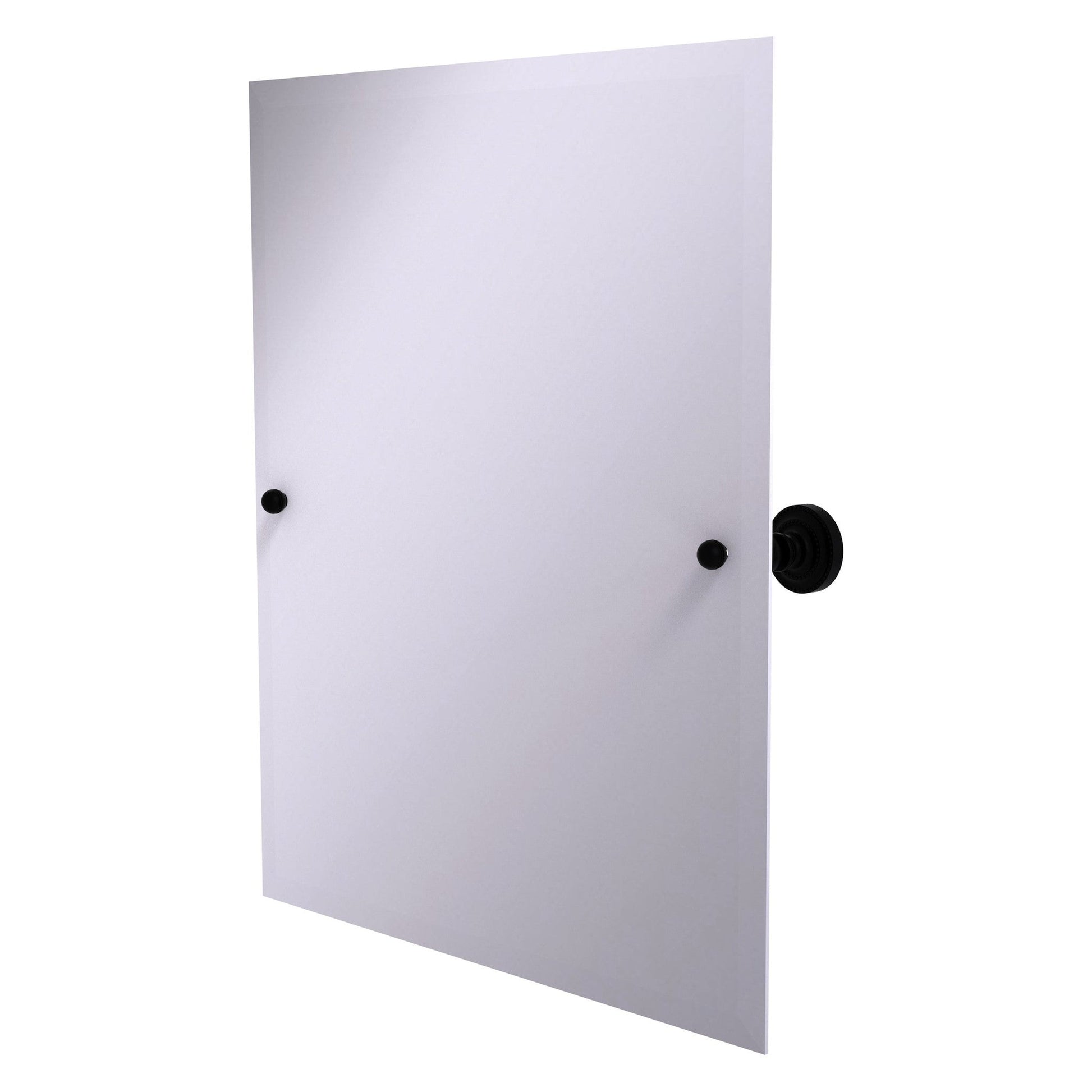 Allied Brass Dottingham 26" x 21" Matte Black Solid Brass Frameless Rectangular Tilt Mirror With Beveled Edge