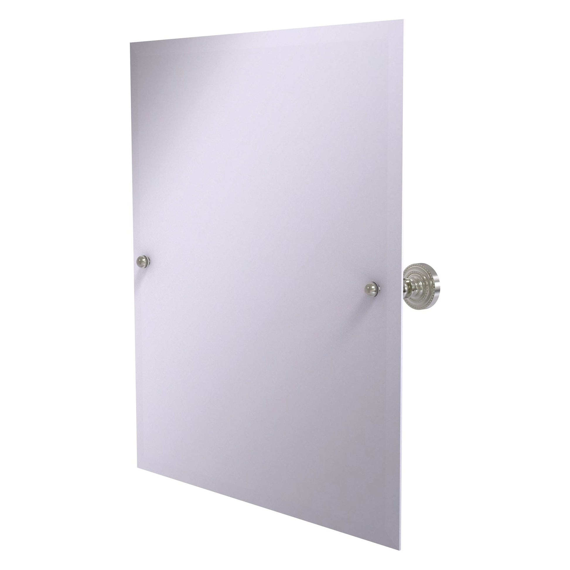 Allied Brass Dottingham 26" x 21" Satin Nickel Solid Brass Frameless Rectangular Tilt Mirror With Beveled Edge