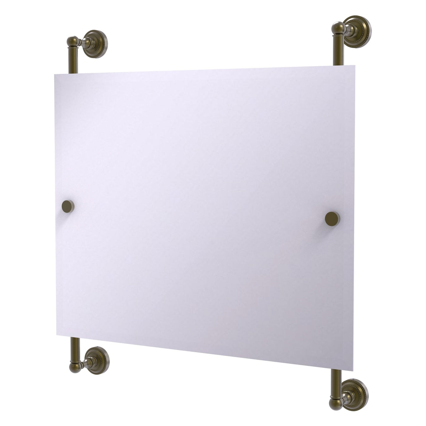 Allied Brass Dottingham 26" x 3.8" Antique Brass Solid Brass Rectangular Frameless Rail Mounted Mirror