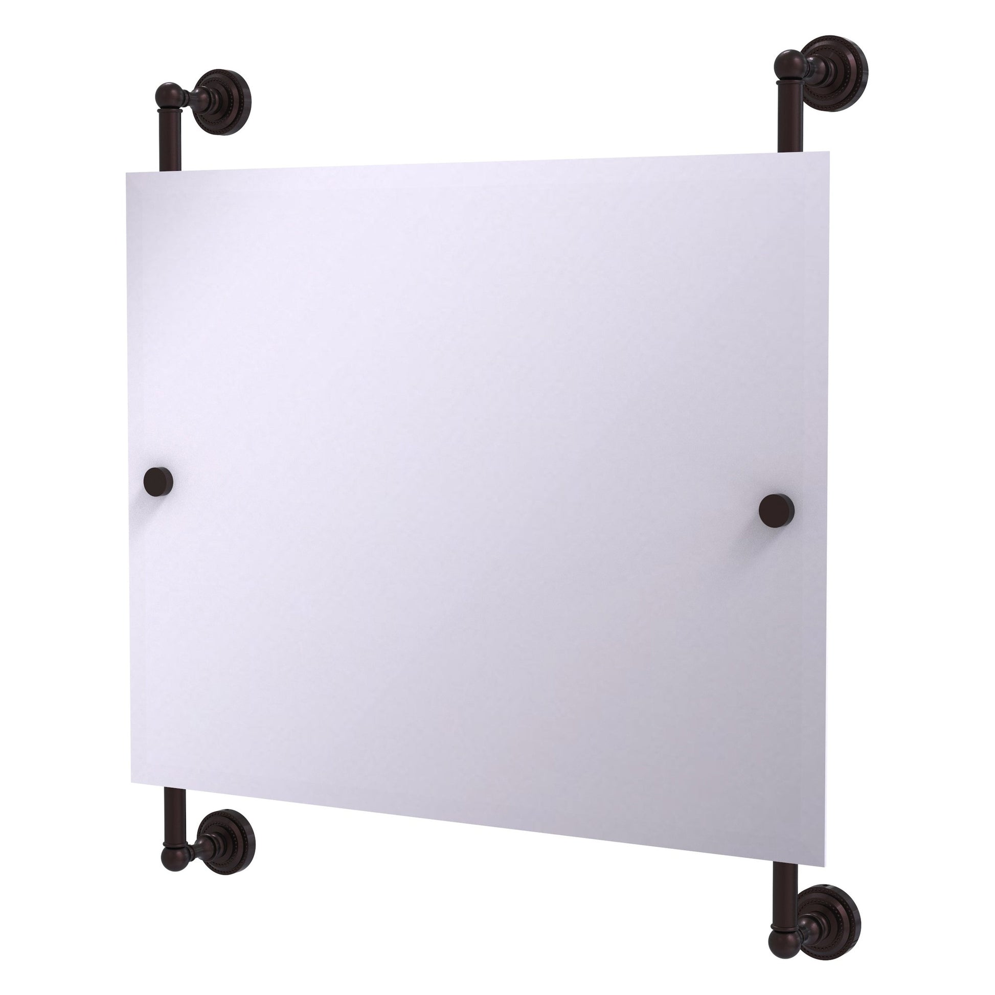 Allied Brass Dottingham 26" x 3.8" Antique Bronze Solid Brass Rectangular Frameless Rail Mounted Mirror
