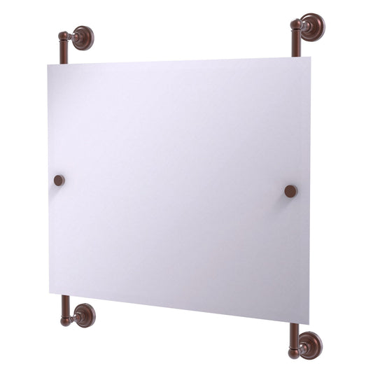 Allied Brass Dottingham 26" x 3.8" Antique Copper Solid Brass Rectangular Frameless Rail Mounted Mirror