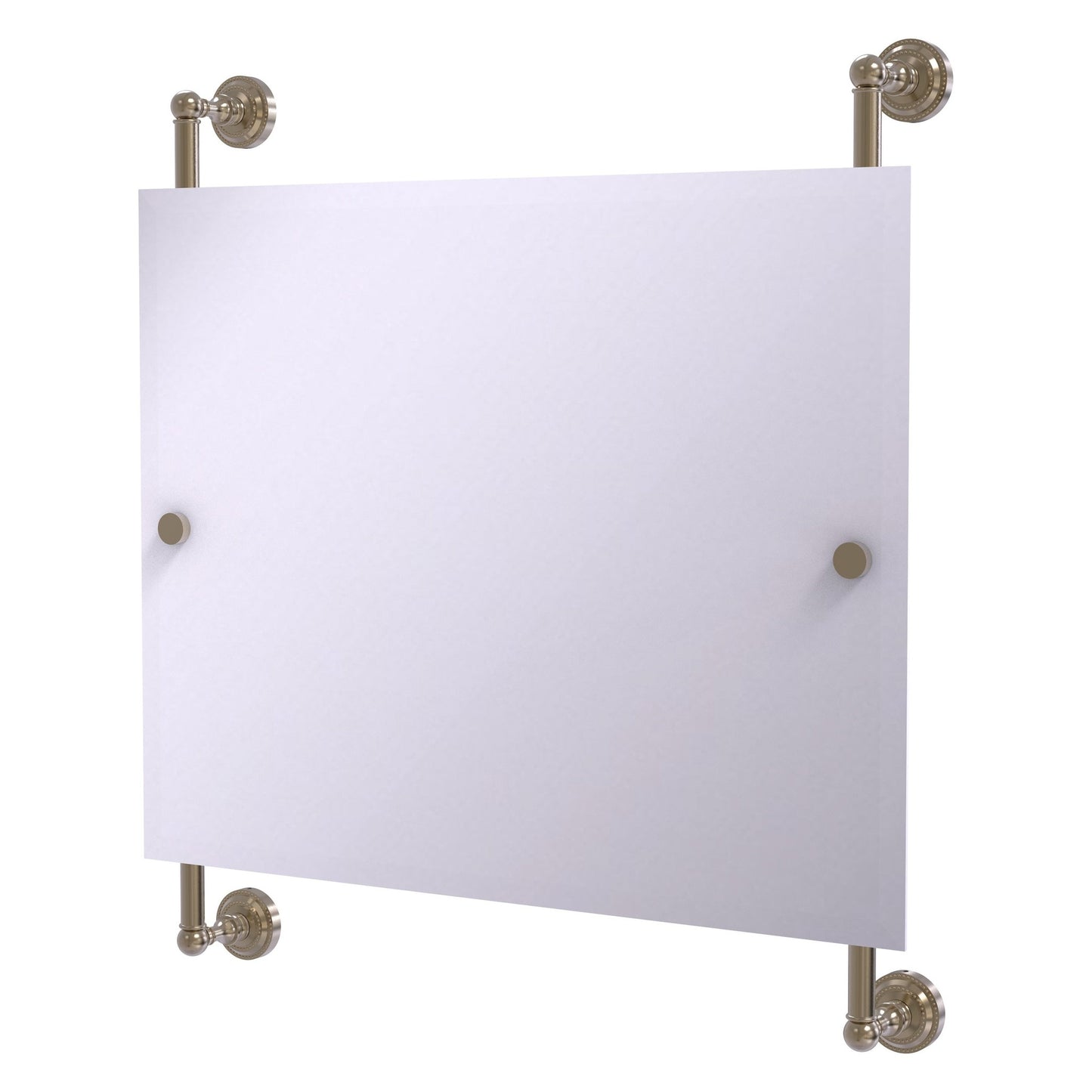 Allied Brass Dottingham 26" x 3.8" Antique Pewter Solid Brass Rectangular Frameless Rail Mounted Mirror
