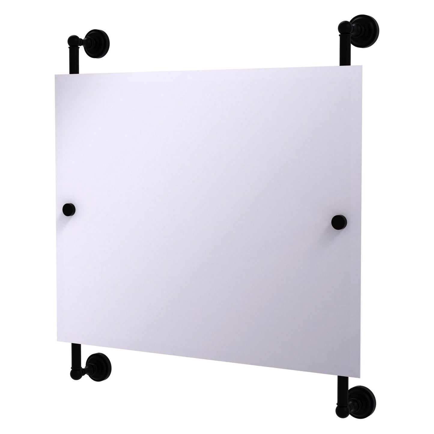 Allied Brass Dottingham 26" x 3.8" Matte Black Solid Brass Rectangular Frameless Rail Mounted Mirror