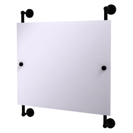Allied Brass Dottingham 26" x 3.8" Matte Black Solid Brass Rectangular Frameless Rail Mounted Mirror
