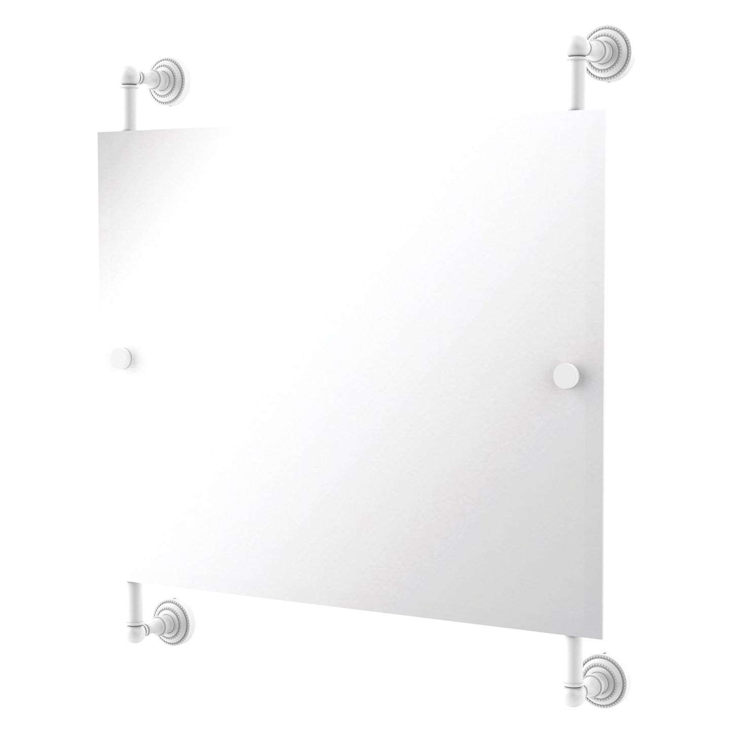 Allied Brass Dottingham 26" x 3.8" Matte White Solid Brass Rectangular Frameless Rail Mounted Mirror