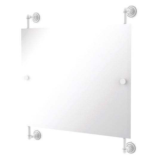 Allied Brass Dottingham 26" x 3.8" Matte White Solid Brass Rectangular Frameless Rail Mounted Mirror