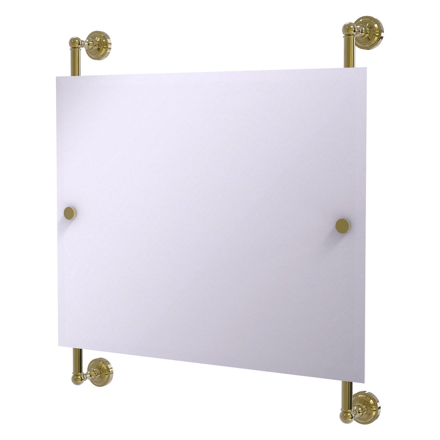 Allied Brass Dottingham 26" x 3.8" Unlacquered Brass Solid Brass Rectangular Frameless Rail Mounted Mirror