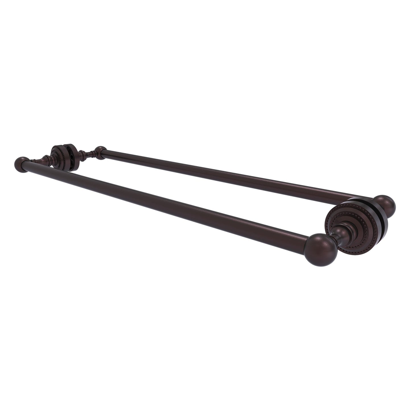 Allied Brass Dottingham 26" x 7.8" Antique Bronze Solid Brass Back-to-Back Shower Door Towel Bar