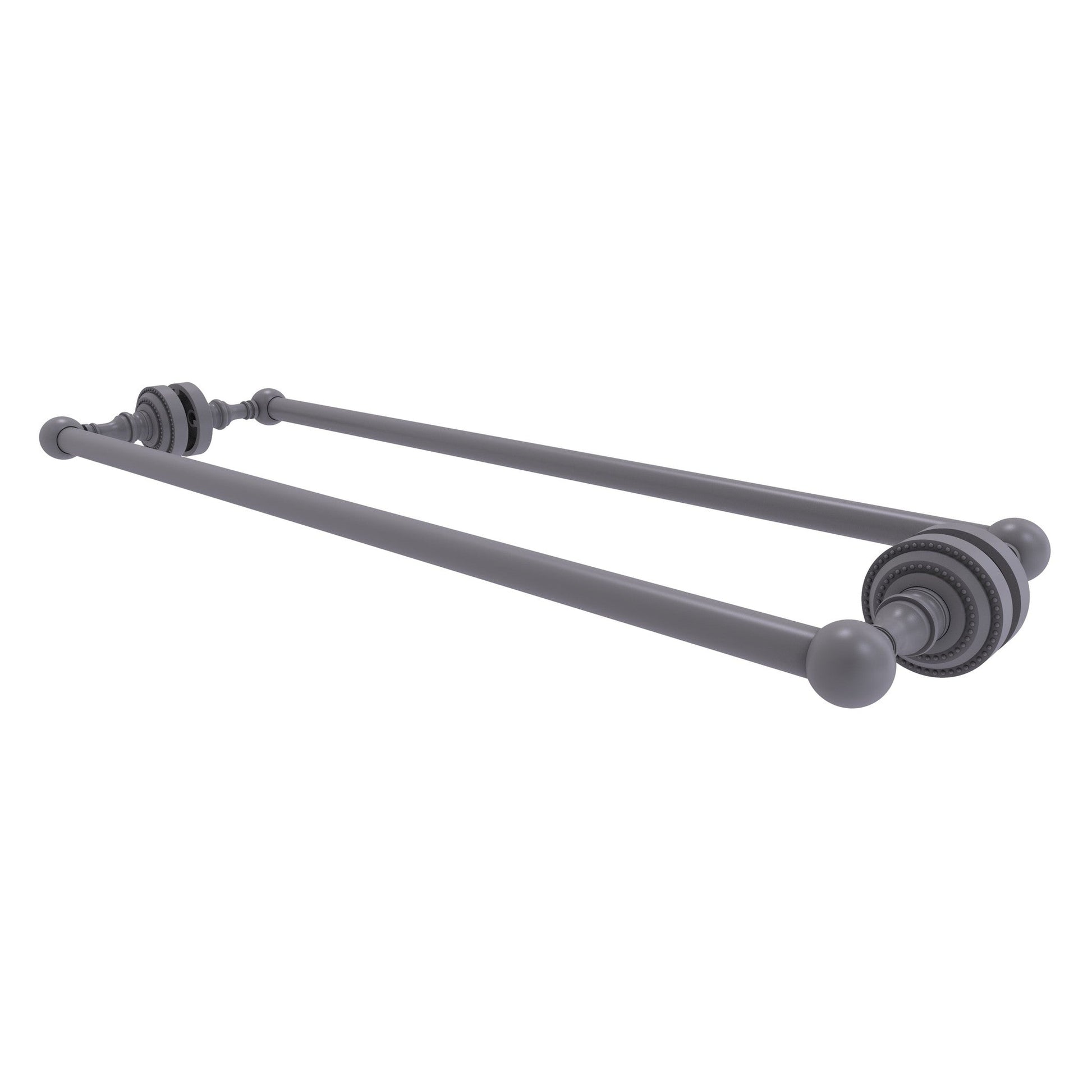 Allied Brass Dottingham 26" x 7.8" Matte Gray Solid Brass Back-to-Back Shower Door Towel Bar