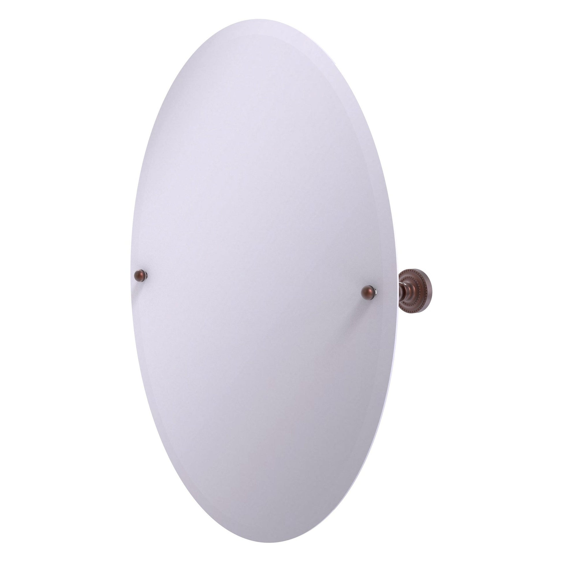 Allied Brass Dottingham 29" x 21" Antique Copper Solid Brass Frameless Oval Tilt Mirror With Beveled Edge