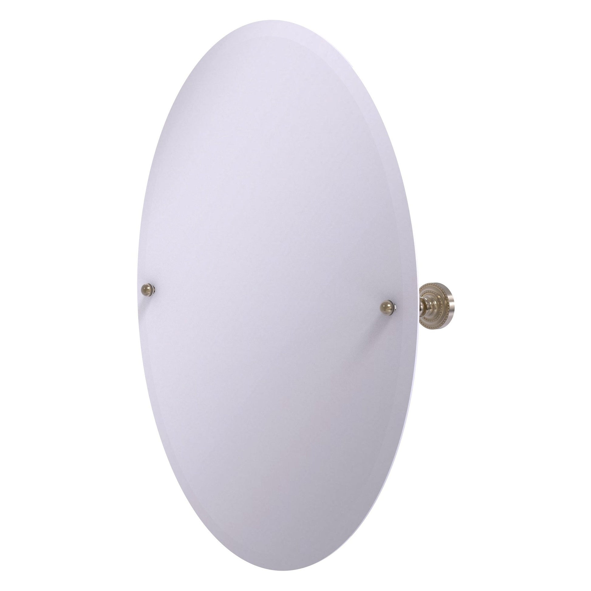 Allied Brass Dottingham 29" x 21" Antique Pewter Solid Brass Frameless Oval Tilt Mirror With Beveled Edge