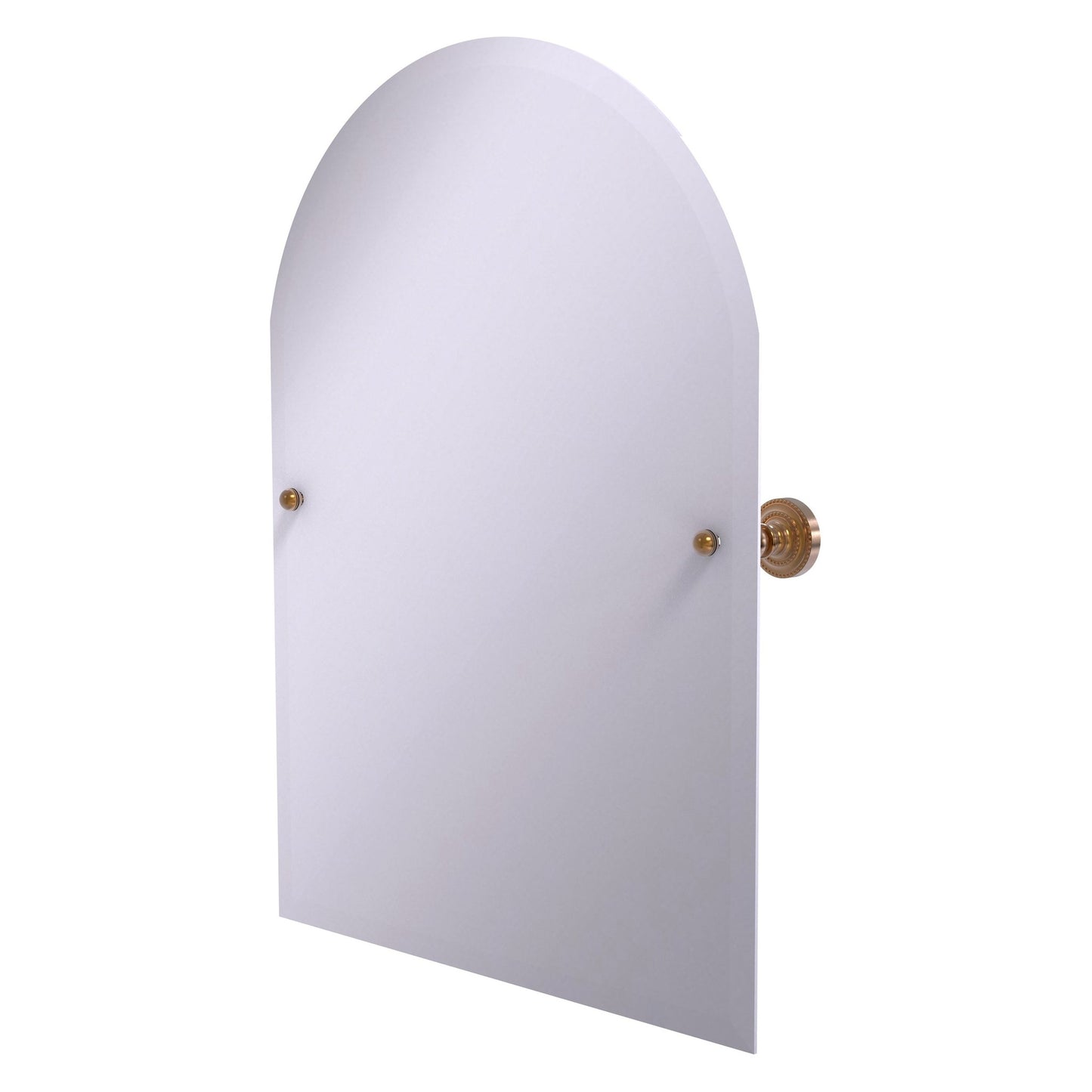 Allied Brass Dottingham 29" x 21" Brushed Bronze Solid Brass Frameless Arched Top-Tilt Mirror With Beveled Edge