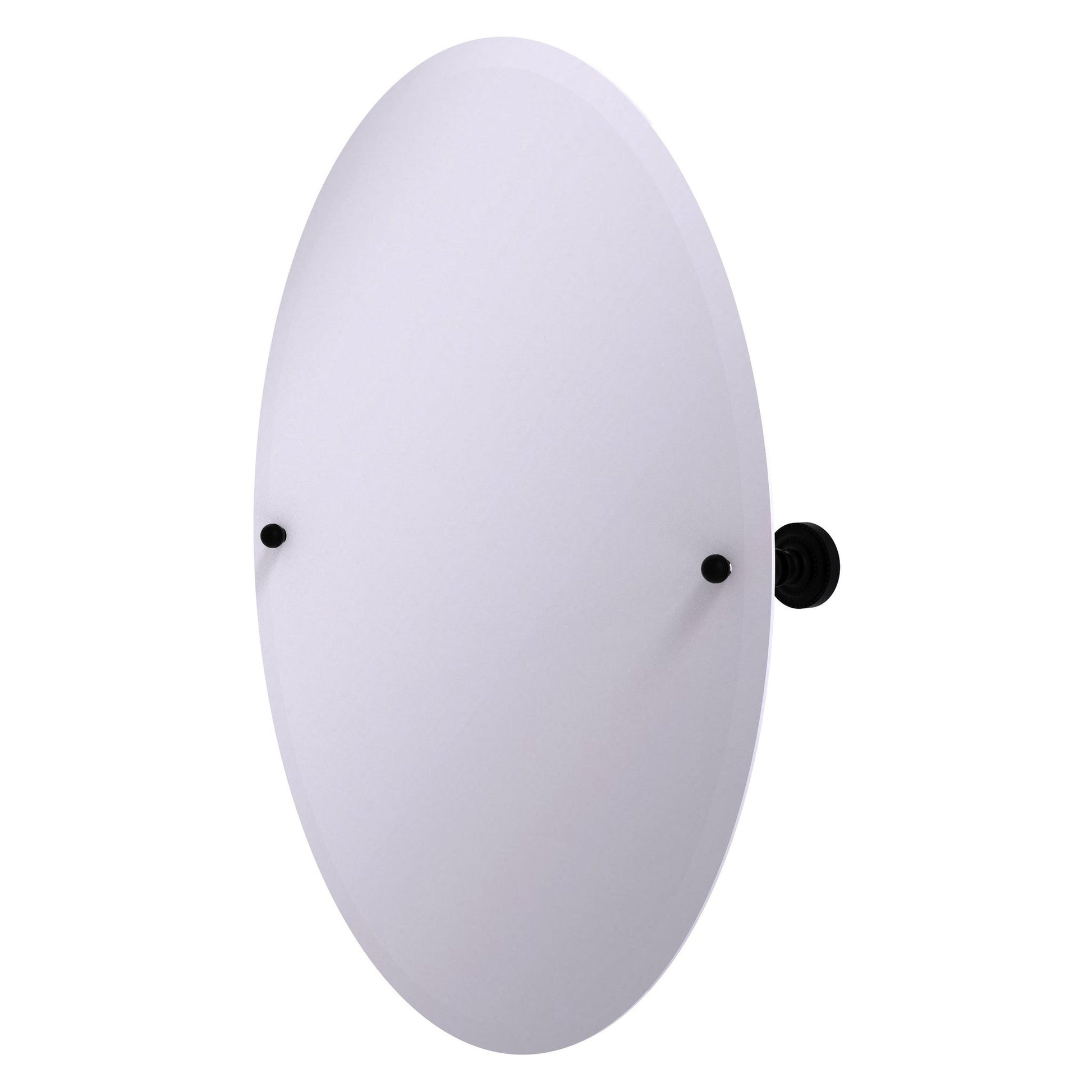 Allied Brass Dottingham 29" x 21" Matte Black Solid Brass Frameless Oval Tilt Mirror With Beveled Edge