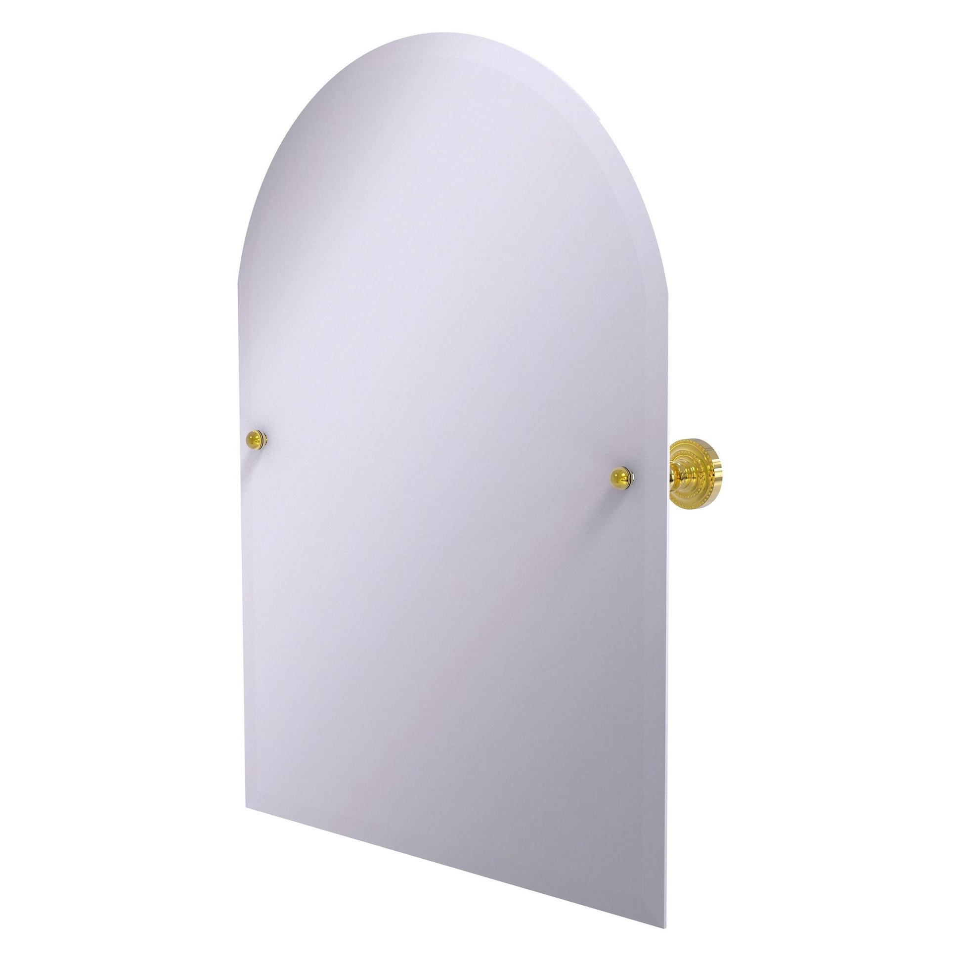 Allied Brass Dottingham 29" x 21" Polished Brass Solid Brass Frameless Arched Top-Tilt Mirror With Beveled Edge
