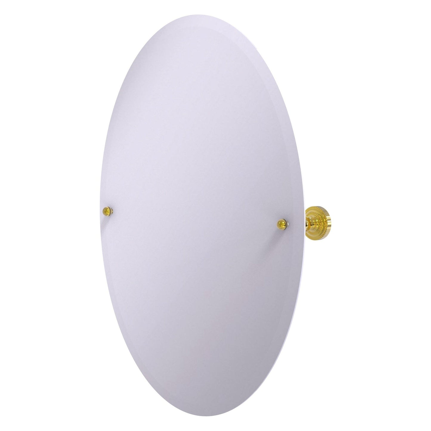 Allied Brass Dottingham 29" x 21" Polished Brass Solid Brass Frameless Oval Tilt Mirror With Beveled Edge