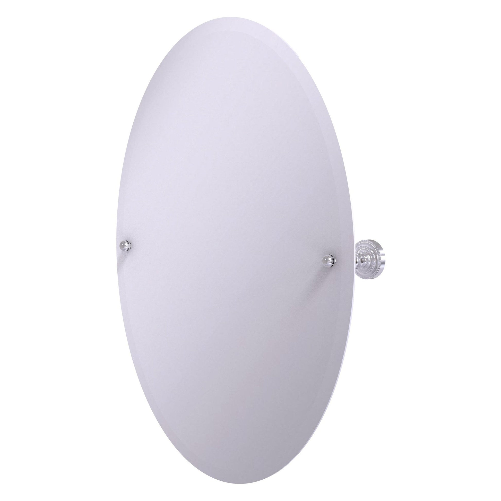 Allied Brass Dottingham 29" x 21" Satin Chrome Solid Brass Frameless Oval Tilt Mirror With Beveled Edge