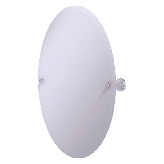 Allied Brass Dottingham 29" x 21" Satin Chrome Solid Brass Frameless Oval Tilt Mirror With Beveled Edge