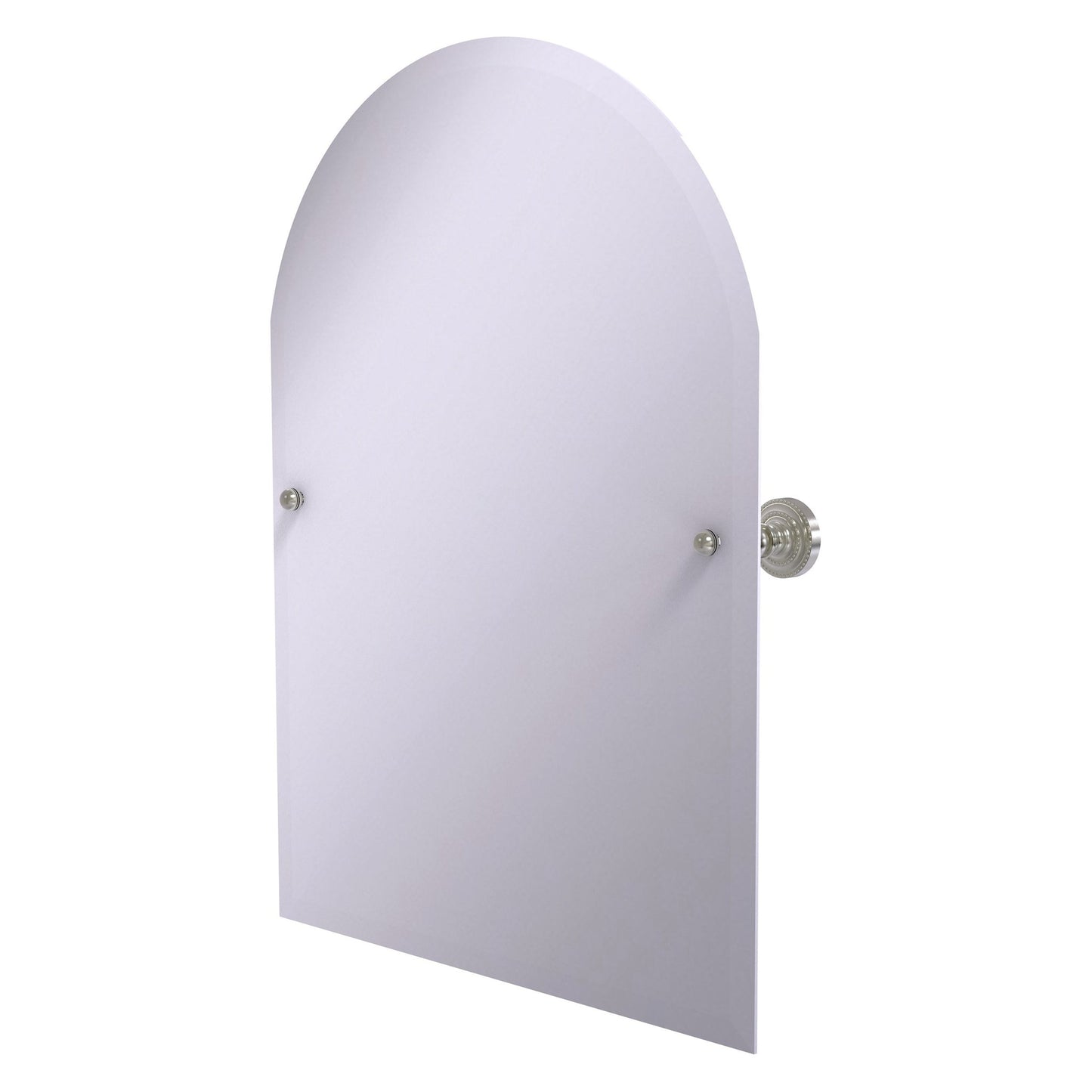 Allied Brass Dottingham 29" x 21" Satin Nickel Solid Brass Frameless Arched Top-Tilt Mirror With Beveled Edge