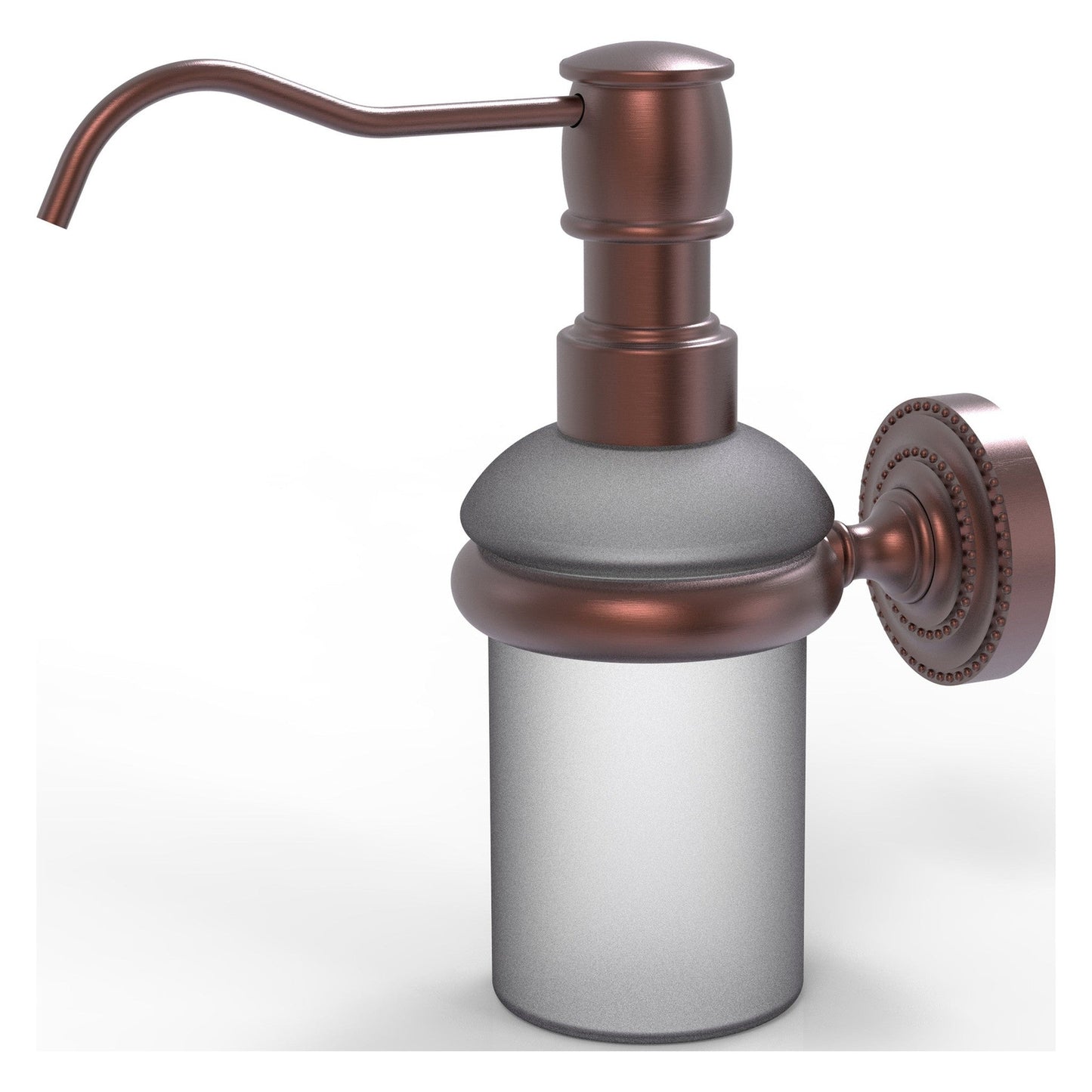 Allied Brass Dottingham 3" x 3" Antique Copper Solid Brass Wall-Mounted Soap Dispenser