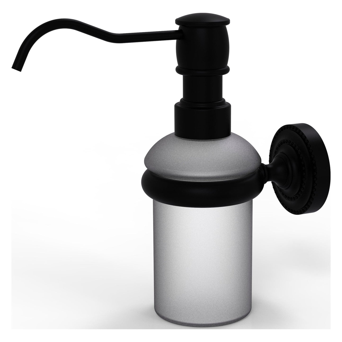 Allied Brass Dottingham 3" x 3" Matte Black Solid Brass Wall-Mounted Soap Dispenser
