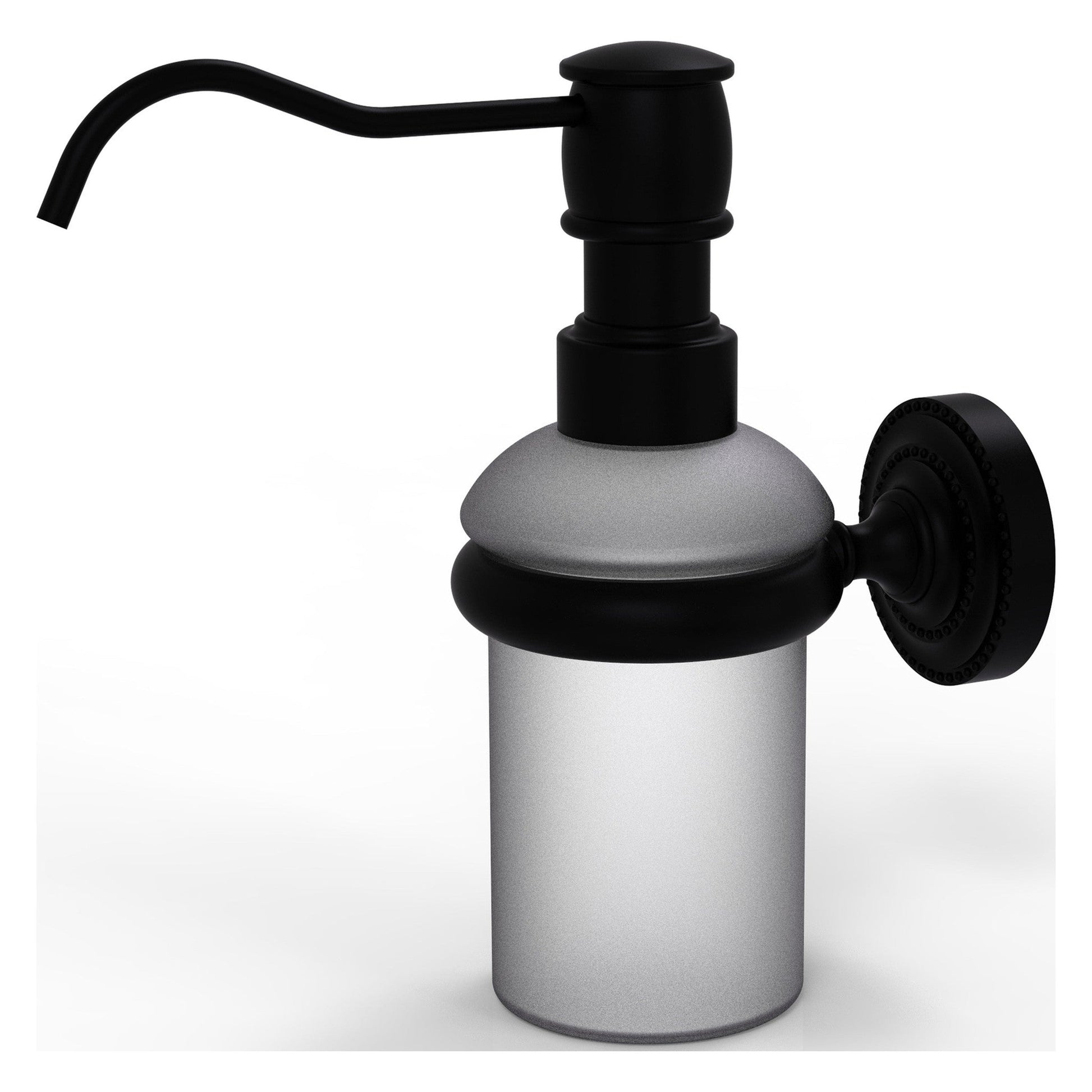 Allied Brass Dottingham 3" x 3" Matte Black Solid Brass Wall-Mounted Soap Dispenser