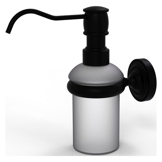 Allied Brass Dottingham 3" x 3" Matte Black Solid Brass Wall-Mounted Soap Dispenser