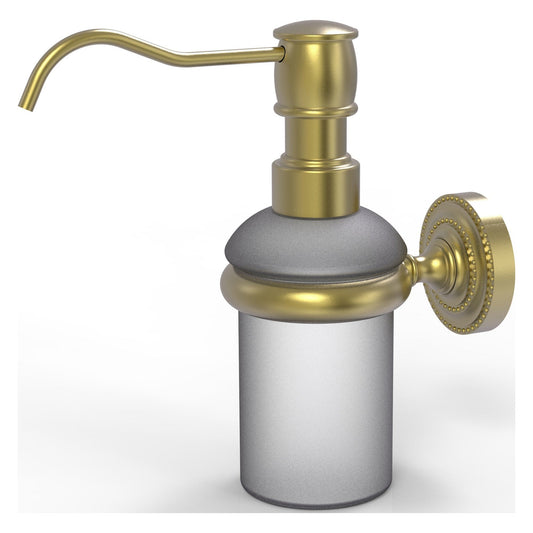Allied Brass Dottingham 3" x 3" Satin Brass Solid Brass Wall-Mounted Soap Dispenser