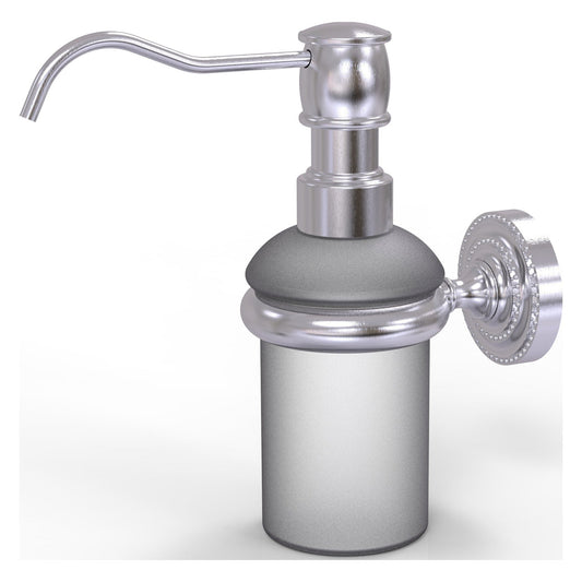 Allied Brass Dottingham 3" x 3" Satin Chrome Solid Brass Wall-Mounted Soap Dispenser