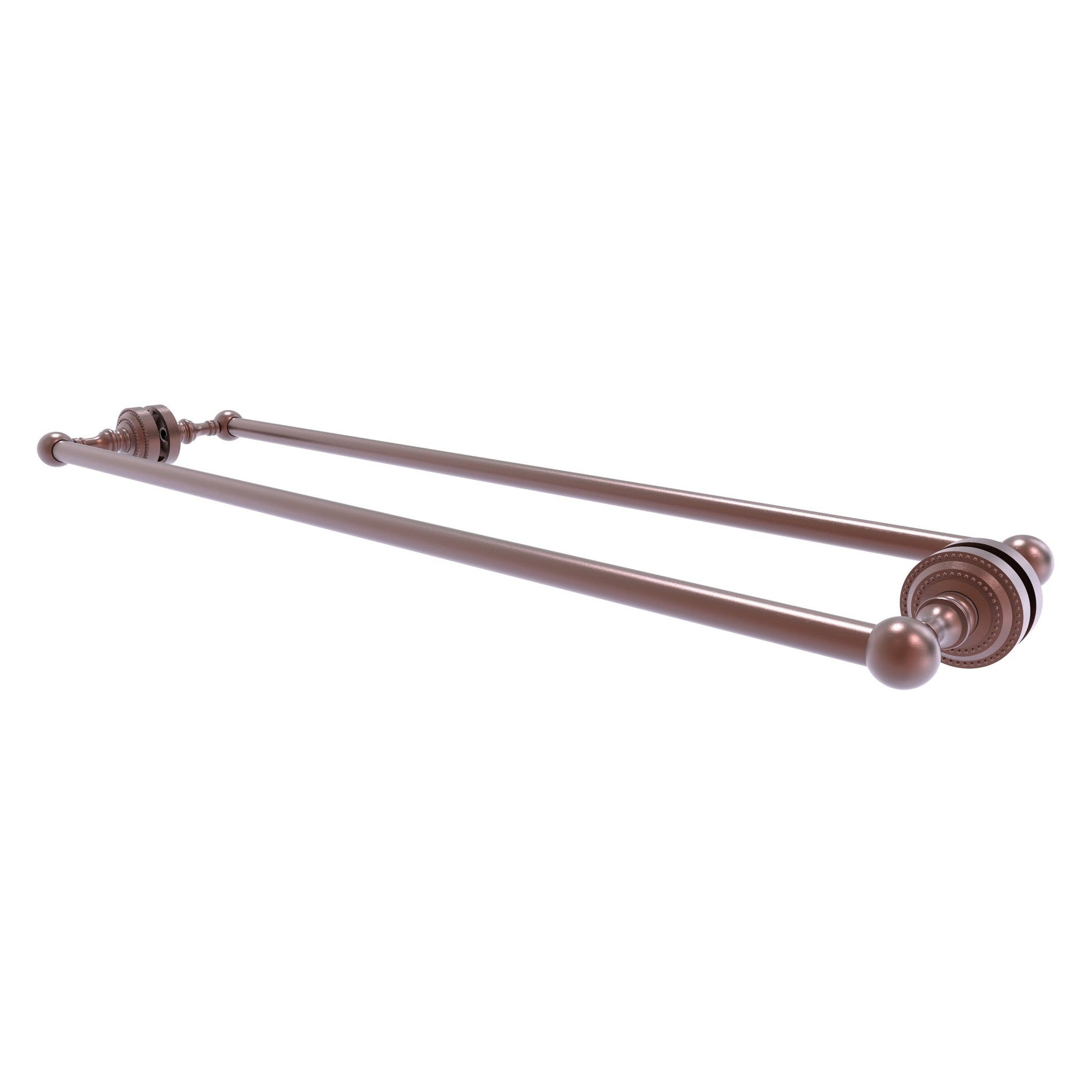 Allied Brass Dottingham 32" x 7.8" Antique Copper Solid Brass Back-to-Back Shower Door Towel Bar