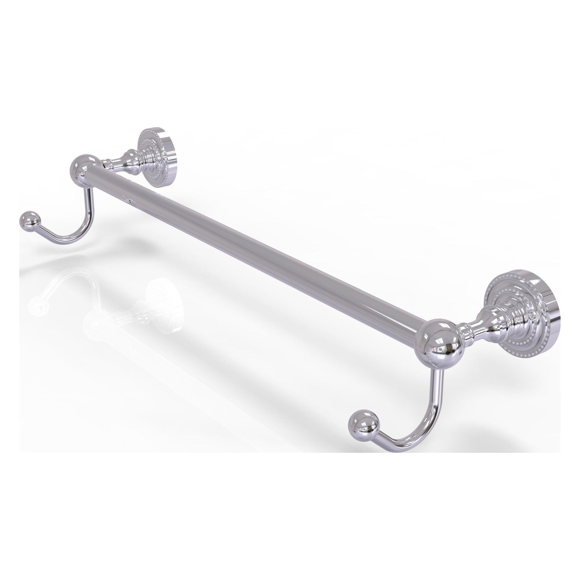 Allied Brass Dottingham 32.25" x 6" Polished Chrome Solid Brass Towel Bar With Integrated Hooks