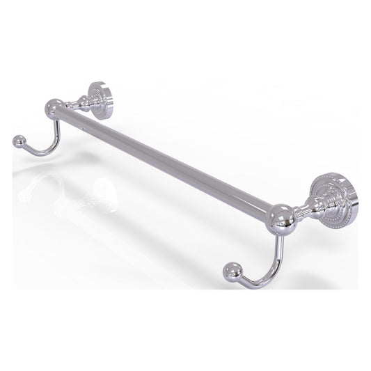 Allied Brass Dottingham 32.25" x 6" Polished Chrome Solid Brass Towel Bar With Integrated Hooks