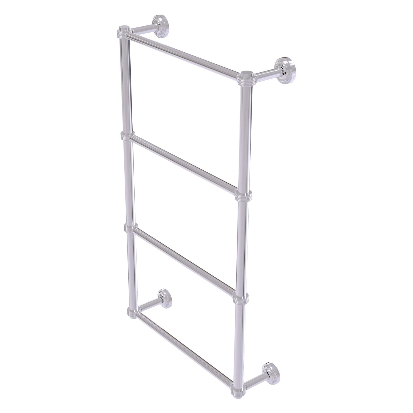 Allied Brass Dottingham 32.3" x 5.3" Polished Chrome Solid Brass Ladder Towel Bar With Grooved Detail