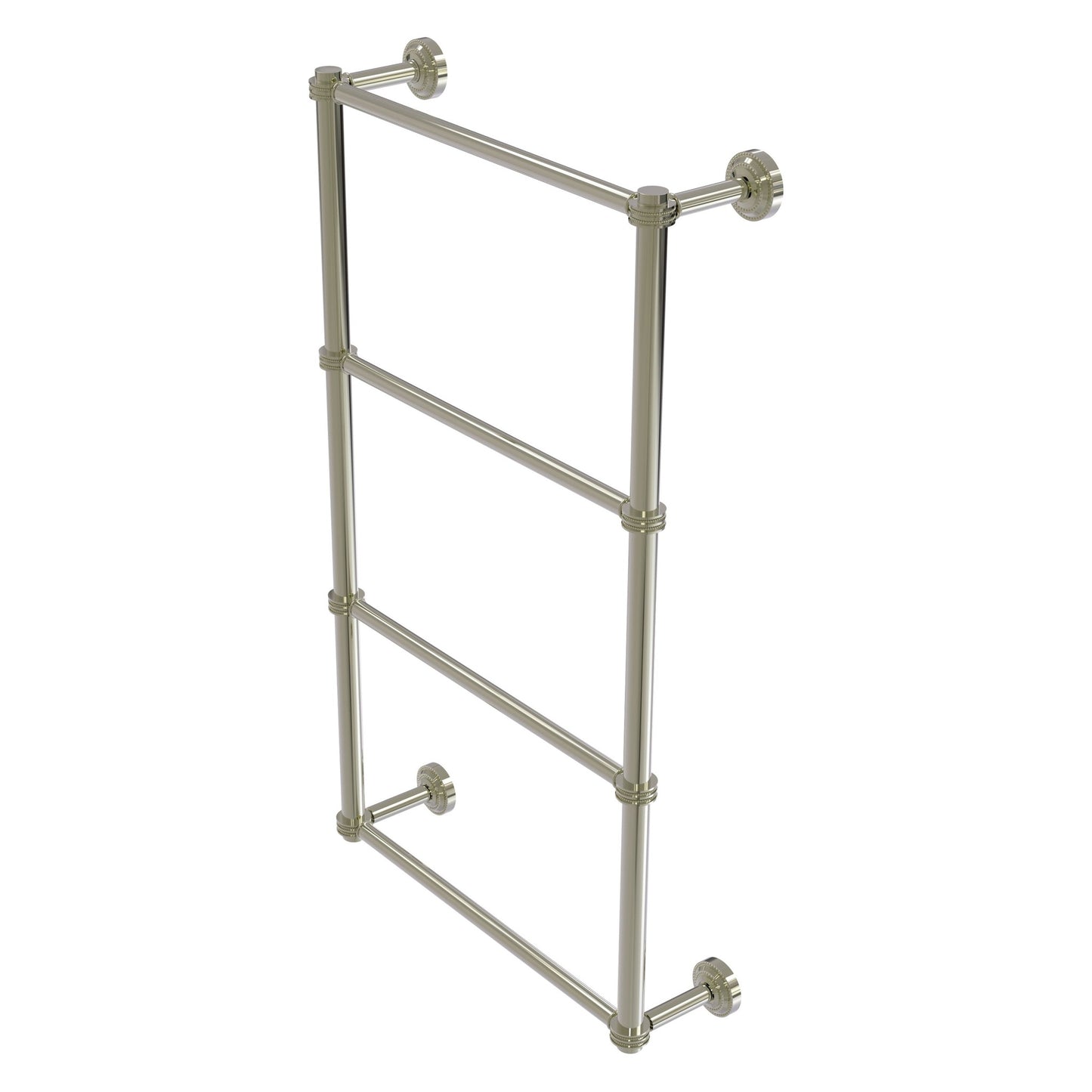 Allied Brass Dottingham 32.3" x 5.3" Polished Nickel Solid Brass 4-Tier Ladder Towel Bar With Dotted Detail