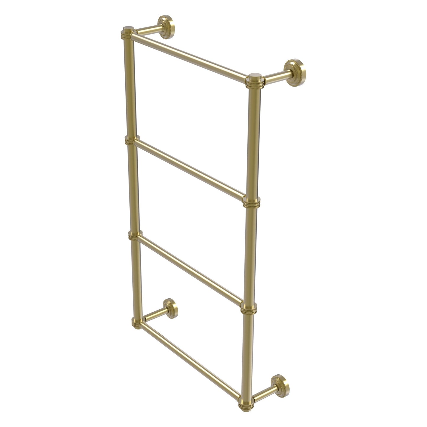 Allied Brass Dottingham 32.3" x 5.3" Satin Brass Solid Brass 4-Tier Ladder Towel Bar With Dotted Detail