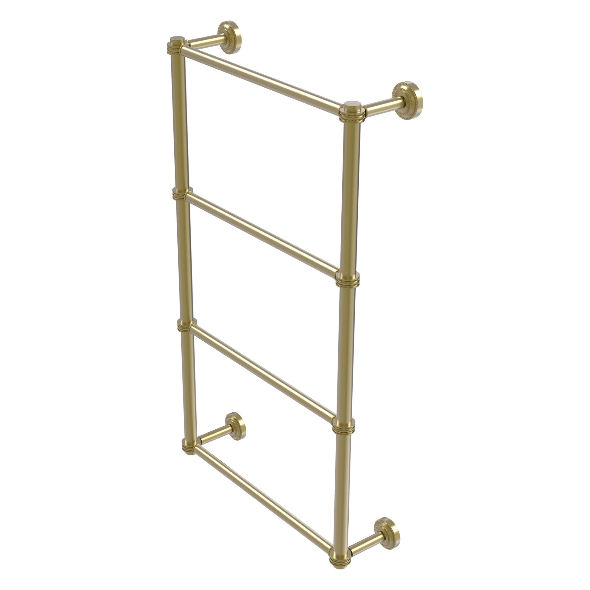 Allied Brass Dottingham 32.3" x 5.3" Satin Brass Solid Brass 4-Tier Ladder Towel Bar With Dotted Detail