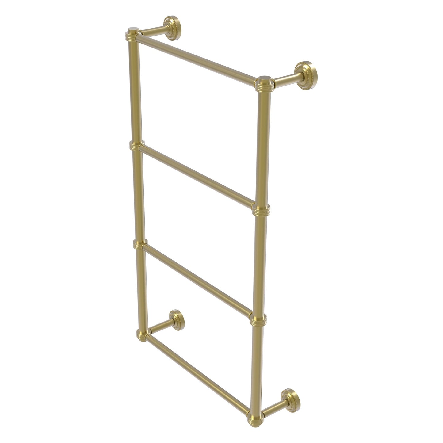 Allied Brass Dottingham 32.3" x 5.3" Satin Brass Solid Brass Ladder Towel Bar With Grooved Detail