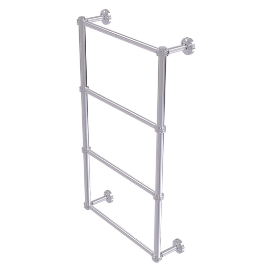 Allied Brass Dottingham 32.3" x 5.3" Satin Chrome Solid Brass 4-Tier Ladder Towel Bar With Dotted Detail