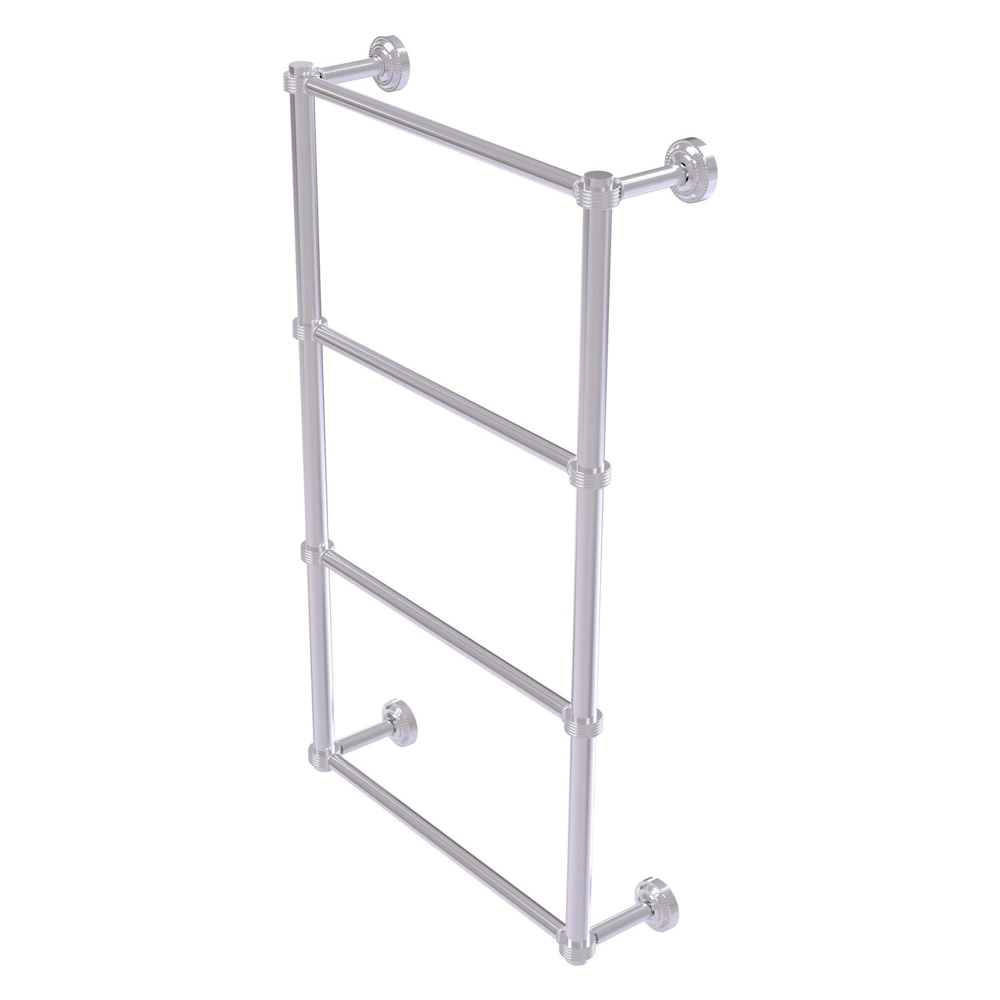 Allied Brass Dottingham 32.3" x 5.3" Satin Chrome Solid Brass Ladder Towel Bar With Grooved Detail