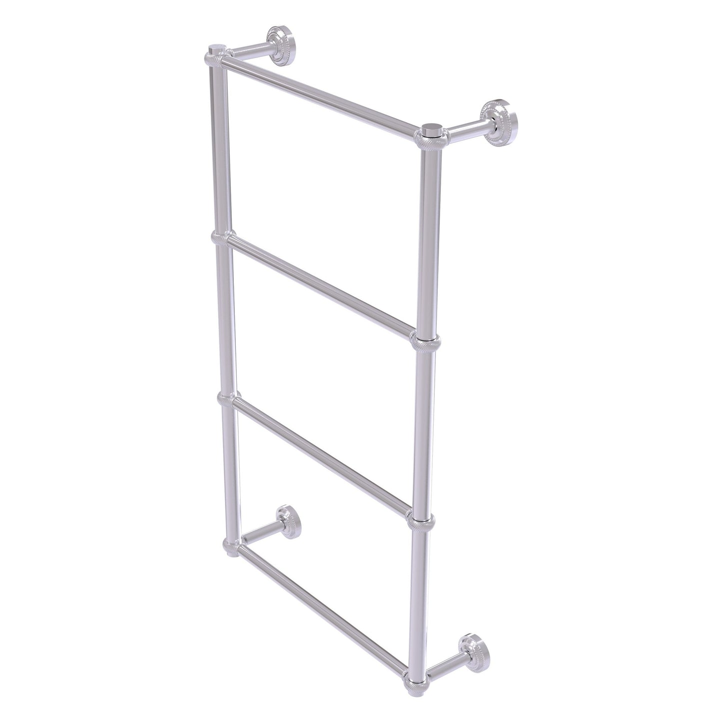 Allied Brass Dottingham 32.3" x 5.3" Satin Chrome Solid Brass Ladder Towel Bar With Twisted Detail