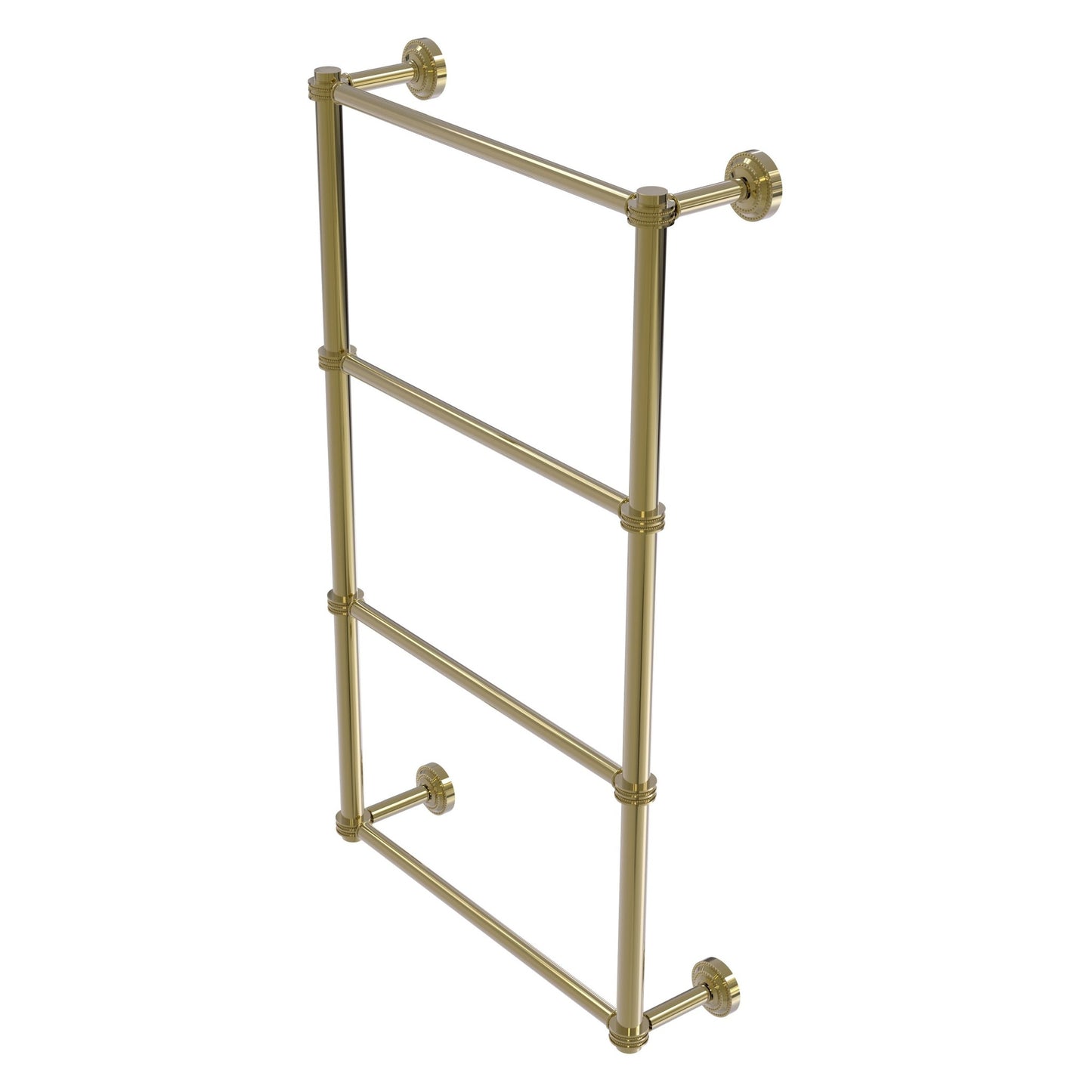 Allied Brass Dottingham 32.3" x 5.3" Unlacquered Brass Solid Brass 4-Tier Ladder Towel Bar With Dotted Detail