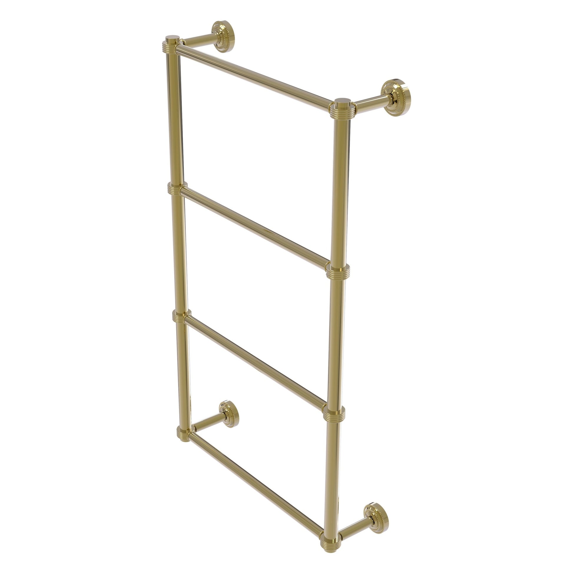 Allied Brass Dottingham 32.3" x 5.3" Unlacquered Brass Solid Brass Ladder Towel Bar With Grooved Detail