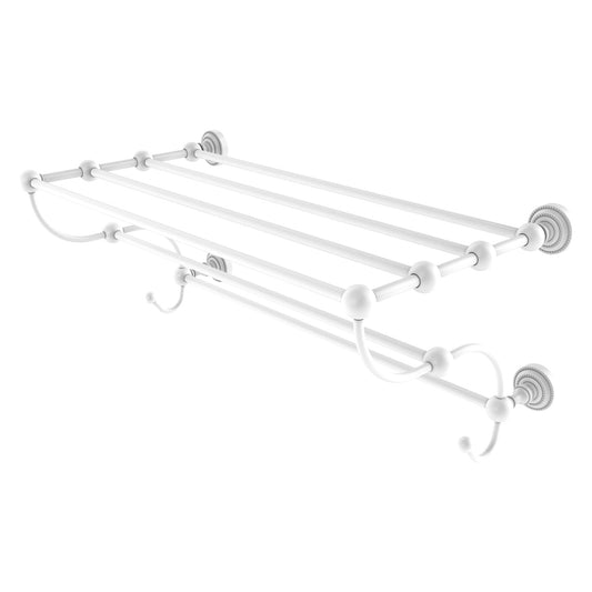 Allied Brass Dottingham 36" x 14" Matte White Solid Brass Train Rack Towel Shelf