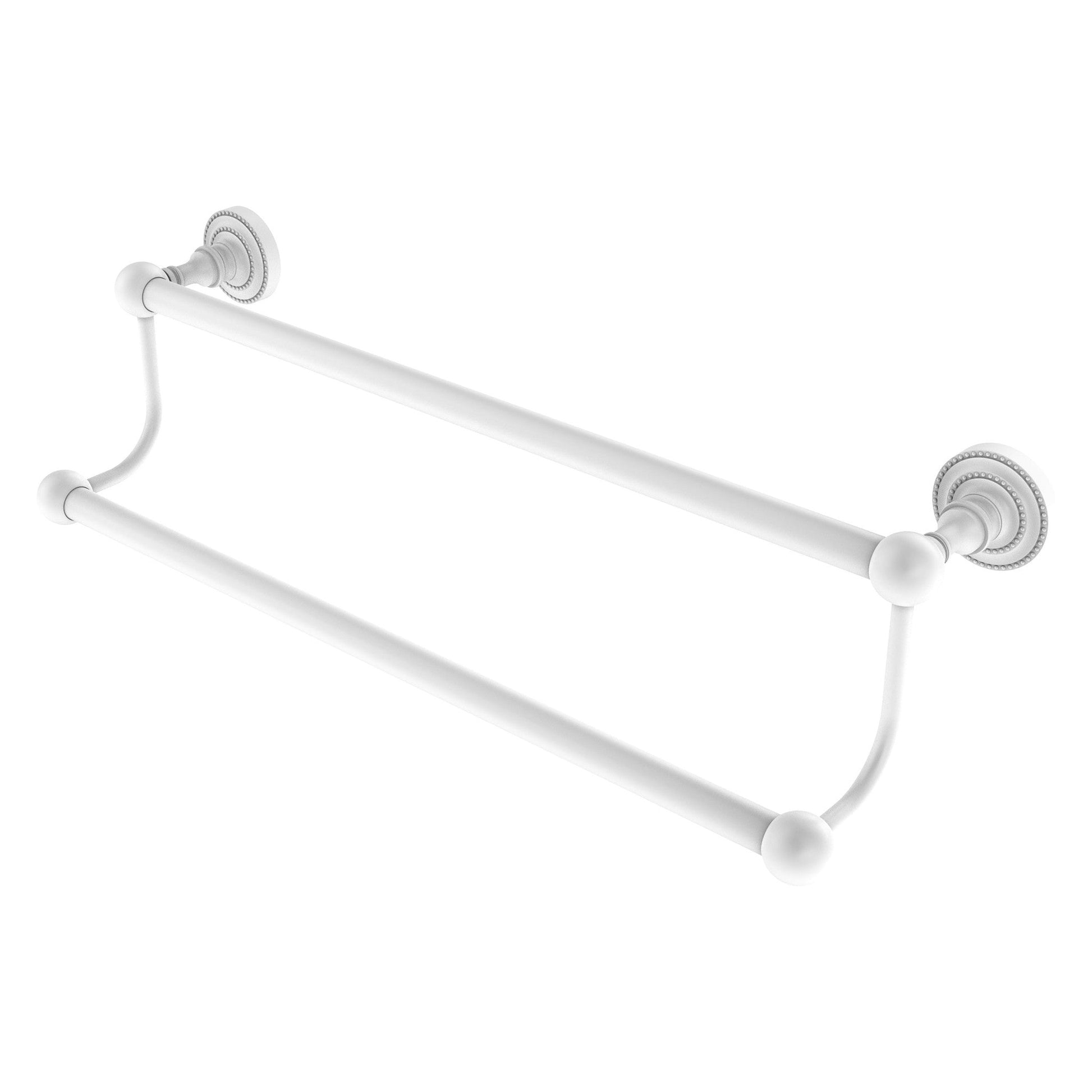 Allied Brass Dottingham 36" x 38" Matte White Solid Brass Double Towel Bar