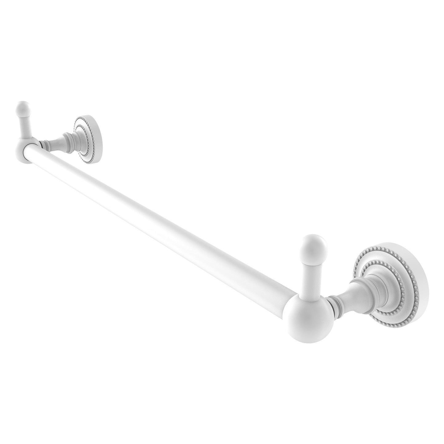 Allied Brass Dottingham 38.25" x 3.8" Matte White Solid Brass Towel Bar With Integrated Hooks