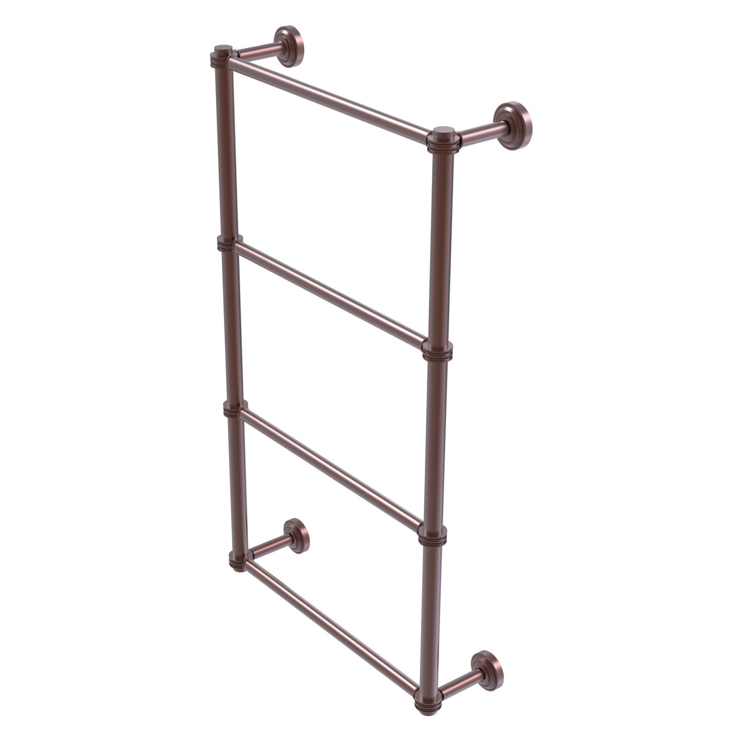 Allied Brass Dottingham 38.3" x 5.3" Antique Copper Solid Brass 4-Tier Ladder Towel Bar With Dotted Detail