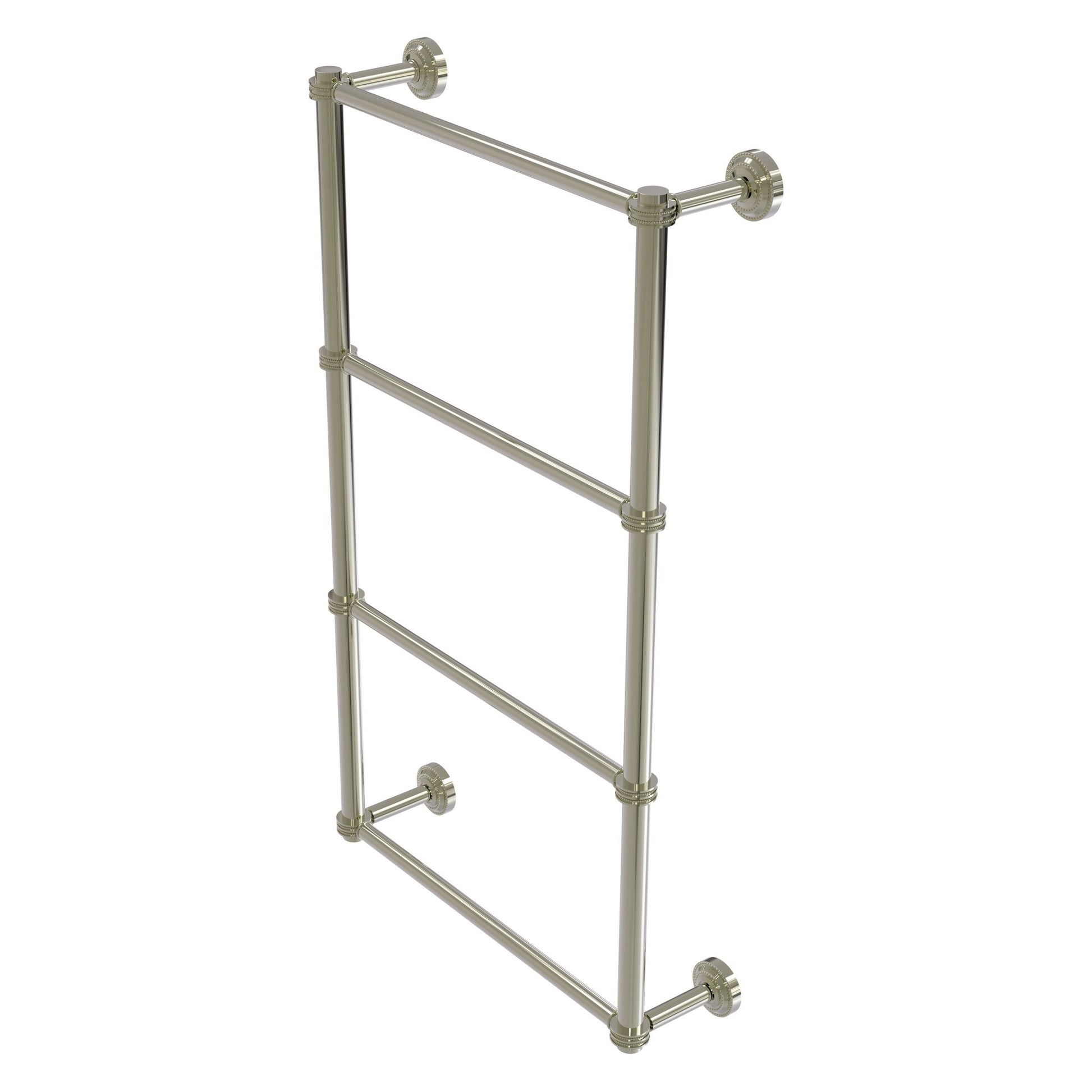Allied Brass Dottingham 38.3" x 5.3" Polished Nickel Solid Brass 4-Tier Ladder Towel Bar With Dotted Detail